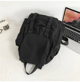 WIAOFELLAS  -  Solid Black Men's Backpacks Cool Streetwear Style Man Backpack Harajuku Large Capacity School Bags Waterproof Nylon Bags for Men