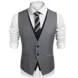 Wiaofellas  -  V Neck Casual Waistcoat for Wedding Men Single One Piece Gray and Black Suit Vests Custom Groom Tuxedo Male Fashion Coat