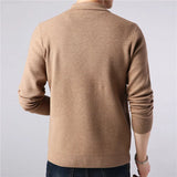 Wiaofellas  -  High Quality Cardigan Men Knitting Sweaterscoat Autumn Winter Casual Sweater Jackets Solid Turn Down Collar Knitted Man