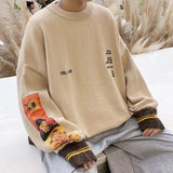 Wiaofellas  - Autumn Cotton Hip Hop Men Sweater Pullover pull homme Van Gogh Painting Embroidery Knitted Sweater Vintage Mens Sweaters