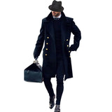 WIAOFELLAS  -  Woolen Coat Trench Windbreaker Mens Jacket Men's Slim Fit Double Breasted Lapel Windbreak Long Men Coats Homme Plus Size