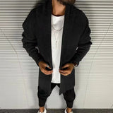 WIAOFELLAS  -  Fashion Knitted Cardigan Long Sleeve Tops Men Casual Turn-down Collar Long OuterwearMen Autumn Winter Loose Sweater Coat Solid