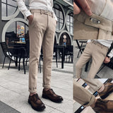 Wiaofellas  -  Winter Men's Casual Trousers Business Thickening Pants Tweed Thick Section Men's Short-footed Suit Trousers In Autumn