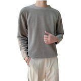 Wiaofellas Fall new round neck sweater men's pullover sweater solid color long sleeves