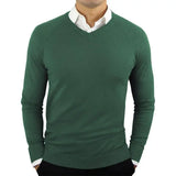 WIAOFELLAS  -  High Quality New Fashion Brand Woolen Knit Pullover V Neck Sweater Black for Men Autum Winter Casual Jumper Men Clothes 2Xl