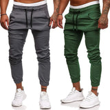 WIAOFELLAS  -  Men's Pants Youth Casual Long Trousers Solid Color Tie Rope Elastic Sports Baggy Pants Overalls Trousers European and American