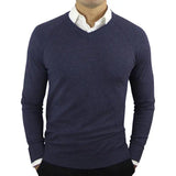 WIAOFELLAS  -  High Quality New Fashion Brand Woolen Knit Pullover V Neck Sweater Black for Men Autum Winter Casual Jumper Men Clothes 2Xl