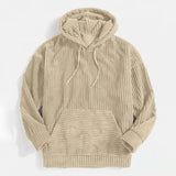 WIAOFELLAS  -  Leisure Pullover Hooded Sweater Autumn Winter Men’s Pullover Corduroy Long Sleeve Pocket Pullover Vintage Street Wear