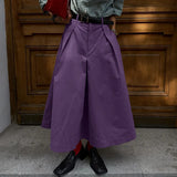 WIAOFELLAS  -  Men Wide Leg Pants Solid Color Button Joggers Loose Trousers Men Streetwear Pleated Fashion Casual Male Pants S-5XL