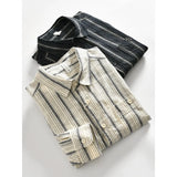 WIAOFELLAS  -  Japanese Striped New Retro Men's Trendy and Fashionable Loose Casual Shirt Long Sleeve Top Shirt Versatile Jacket