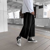 WIAOFELLAS  -  Wide Leg Pants Men Drape Straight Loose Harajuku Vintage Japan Style Ankle-length Trousers Cozy Versatile Black Pantalones Male