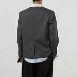 WIAOFELLAS  -  Men Blazer Solid Color O-neck Long Sleeve Button Casual Male Suit Streetwear 2026 Spring Fashion Leisure Thin Coats Men