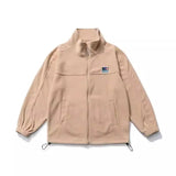 WIAOFELLAS  -  High-neck Solid Color Zipper Pockets Lantern Long Sleeve Men's Clothing Cardigan Coats Casual Jackets Autumn Winter Trendy Tops