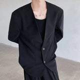 WIAOFELLAS  -  Men's Shoulder Pads Solid‘ Color Loose Blazer Coat Fashion  Summer Double Buckle Long Sleeves Jacket Male