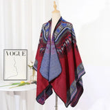 WIAOFELLAS  -  Ethnic Style Slit Thick Shawl Men Travel Photography Warm Scarf Vintage Poncho Fashion Cape Outwear Cloak Streetwear Unisex