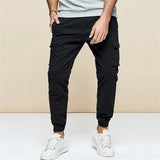 WIAOFELLAS  -  Streetwear Fashion Mid Waist Drawstring Trousers Men Clothing Long Pant Male Casual Solid Multi-pockets Training Cargo Pants