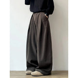 WIAOFELLAS  -  High Waist Wide Leg Casual Pants for Women Bla Floor-Length Drapey Suit Pants Casual Loose Fit Polyester Fiber