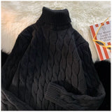 Wiaofellas  -  Autumn Winter Men's Thick Sweater Thick Solid Color Turtleneck Collar Long Sleeve Warm  Basic Classical  Knit Sweater