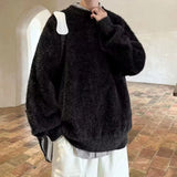 Wiaofellas  -  Fleece Sweaters Men Korean Thicken Warm Knitting Autumn Winter Loose Casual Mohair Long Sleeve Pullovers Streetwear