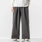 WIAOFELLAS  -  New Korean Men's Baggy Jeans Basic All-match Solid Color Wide Leg Denim Pants Fashion Casual Baggy Trousers Blue Black