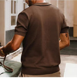 WIAOFELLAS  -  Summer New Trend Men Fashion Knit Polo Shirt Light Luxury Solid Tops American Style Short Sleeve Casual Cardigan Shirts