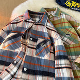 WIAOFELLAS  -  Fashion Spring Plaid Long Sleeve Shirt Jacket Turn Down Collar Shirt Retro Youth Casual Men Women Shirt Coat Men Clothing