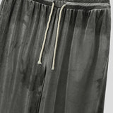 WIAOFELLAS  -  Men Pants Solid Drawstring Joggers Casual Trousers Men Velour Loose Shiny Streetwear Korean Style Fashion Long Pants