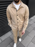 Wiaofellas  -  Streetwear Fashion Mens Outfits Long Sleeve Jacket And Pants Tracksuits Men Autumn Casual Solid Color Loose Two Piece Sets Male