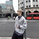 WIAOFELLAS  -  Men's Spring Autumn New Korean Style Fake Two-Piece Shirt Collar Spliced Hoodie High-End Sense Loose Long Sleeve Trendy