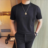 WIAOFELLAS  -  69% Cotton Stretch Men's T-Shirt - Breathable Modern Fit with Vertical Seam Detail, Timeless Casual Top for Everyday Comfort