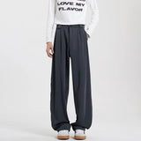 WIAOFELLAS  -  Grey Black Suit Pants Men Fashion Society Mens Dress Pants Korean Loose Casual Wide Leg Pants Mens Office Formal Trousers M-3XL