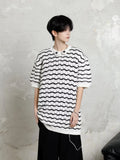 Wiaofellas  -  Casual Style Tops Men Knitting Pit Striped Stylish Contrast Color Round Collar Short Sleeve Knitting T-shirts D110