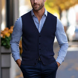 Wiaofellas  -  Vintage Knitting Camisole Mens Autumn Outdoor Solid Color Slim Fit Knit Tank Tops Men Fashionable V Neck Knitted Vests