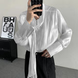 Wiaofellas  -  New Chinese Style Men's Clothing Shirts Organza Male Casual Clothing Round Collar Single Breasted Long Sleeve Summer Trend