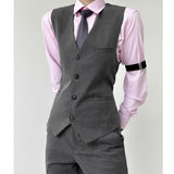 WIAOFELLAS  -  High-end Black Gray Suit Vest Fashion Men Women Same Neutral Style Slim Business Casual Blazer Vest Urban Streetwear