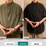 Wiaofellas  -  New Chinese Style Cotton Linen Short Sleeve Shirt Men Casual Summer Vintage Loose Fit Breathable Comfortable Skin-Friendly