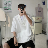 WIAOFELLAS  -  Summer Black White Pullover Shirt Men Fashion Oversized Casual Shirt Men Korean Loose Short Sleeve Shirts Mens Dress Shirt M-2XL