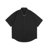 WIAOFELLAS  -  Summer New Men's Solid Color Short-Sleeve Shirt American Retro Fashion Trendy High Street Loose Casual Simple Men's Top