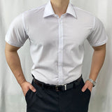 Wiaofellas  -  Men's Solid Color Short-Sleeved Shirt American Retro Fashion Trend Casual Simple Loose Breathable Summer New Men's Tops