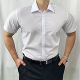 WIAOFELLAS  -  Men's Solid Color Short-Sleeved Shirt American Retro Fashion Trend Casual Simple Loose Breathable 2025 Summer New Men's Tops