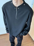 WIAOFELLAS  -  Autumn Trendy American Long Sve T-irt Men's Base irt f Zipper Hoodie Bla Retro Youth Casual Loose Fit round