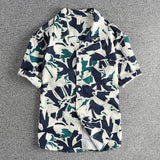 WIAOFELLAS  -  Hawaiian trend short sleeve shirt with abstract pattern Men's seersucker cool breathable comfortable casual shirt