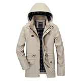 WIAOFELLAS  -  Autumn Men's Cotton Workwear Coat Solid Detachable Hooded Loose Jacket Men Spring Multi Pockets Outdoors Windproof Jackets Male