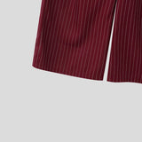 Wiaofellas  -  Men Striped Pants Button Joggers Loose Pleated Wide Leg Trousers Streetwear Fashion Casual Pants For Man Pantalones
