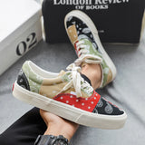 WIAOFELLAS  -  New Graffiti Print Men's Canvas Shoes Classic Hip Hop Canvas Sneakers Men Designer Skateboard Shoes Breathable Flat Sneakers Man