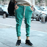 WIAOFELLAS  -  Spring Autumn Casual Sports Trousers Mens Street Loose Leg Drawstring Personalized Contrast Color Knitted Casual Work Pants