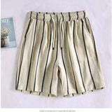 WIAOFELLAS  -  Summer Fashion New Men's Striped Shorts Loose Straight Leg Trendy Sports Retro Casual Five Quarter Pants For Male Shorts