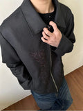 WIAOFELLAS  -  Men Clothing Jacket New High-end Advanced Designed Niche Chic Temperature Americian Carved and Embroidered Western Lapel Jacket