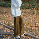 Wiaofellas  -  New  Men's Casual Straight Leg Pants Pure Color Versatile Trendy Brand Drapey Loose Long Pants Couple's Fashionable
