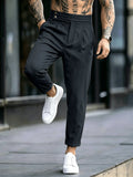 Wiaofellas  -  Men's Gorge Trousers with High Waist Elastic Back, Buttoned Waistband Casual Dress Pants